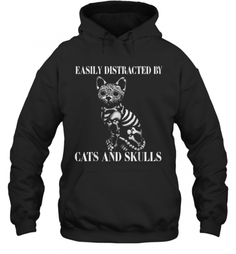 Easily Distracted By Cats And Skulls Costume T-Shirt Unisex Hoodie