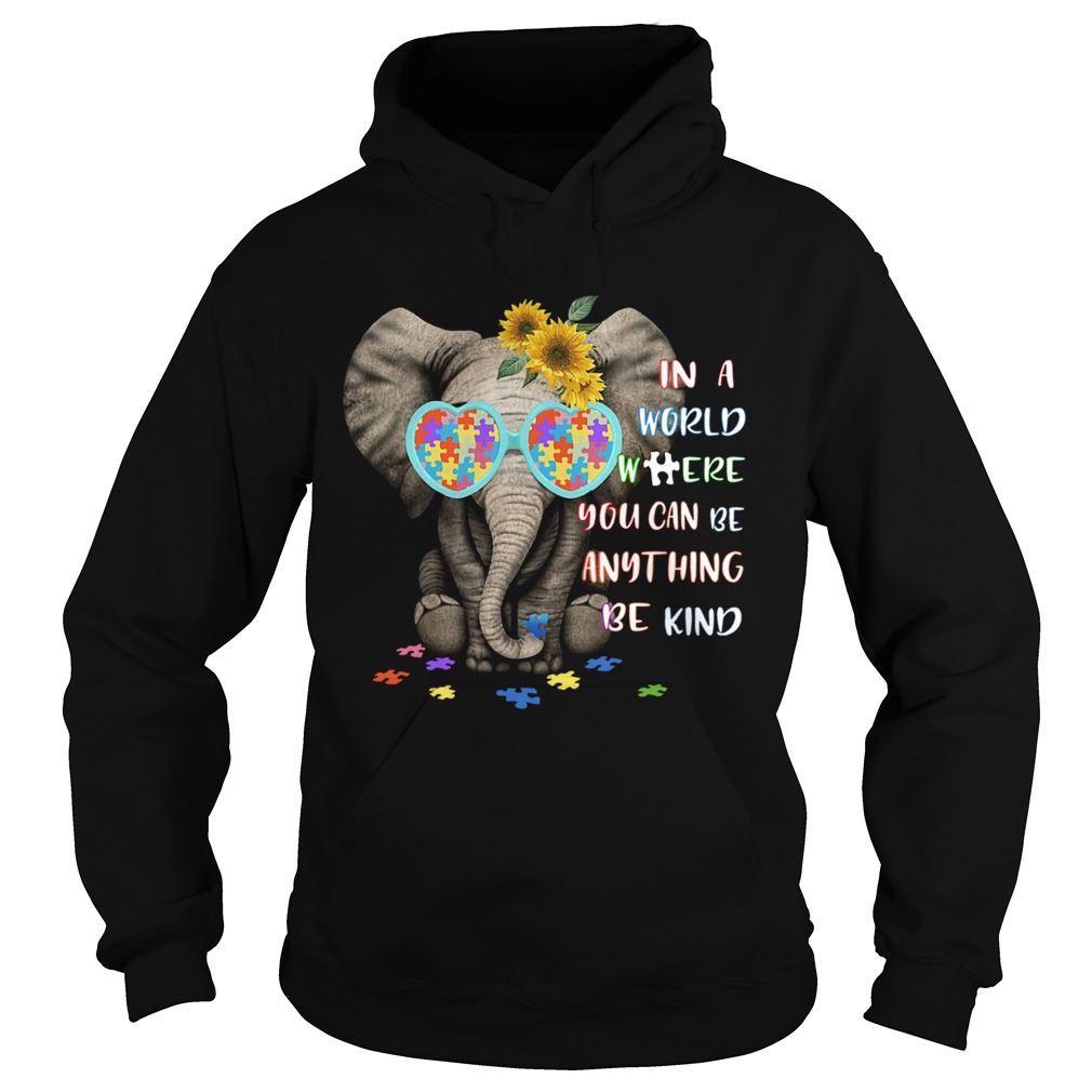 Elephant Autism In A World Where You Can Be Anything Be Kind Hoodie