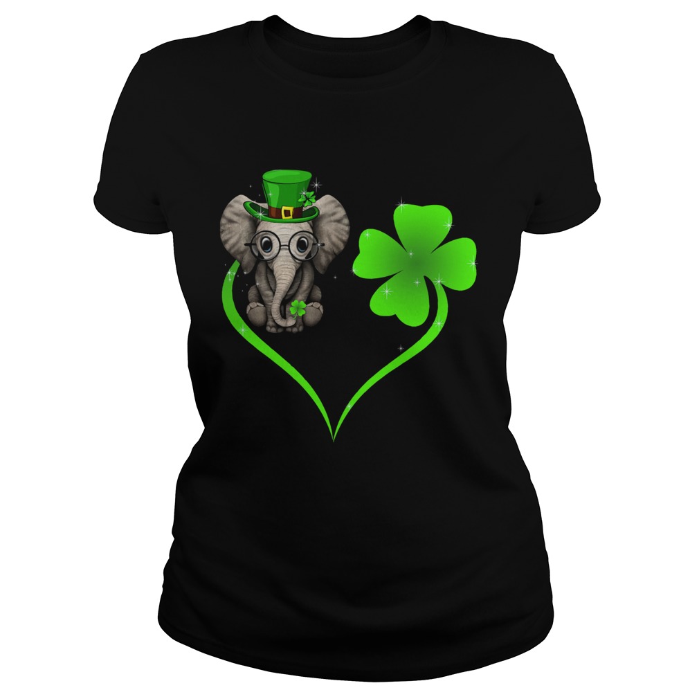 Elephant Lucky Heart Shamrock St Patricks Day Classic Ladies