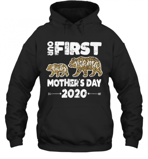 First Mothers Day Mom Baby Bear Leopard Plaid New Mom T-Shirt Unisex Hoodie