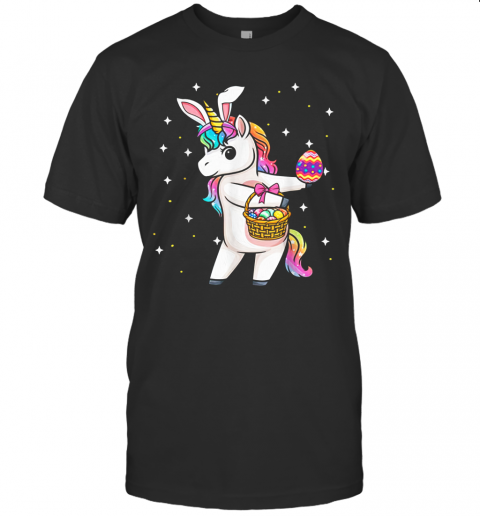 Flossing Unicorn Bunny Eggs Costume Easter Day Girls T-Shirt