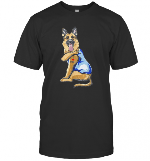 German Shepherd Dog Tattoo I Love Mom T-Shirt