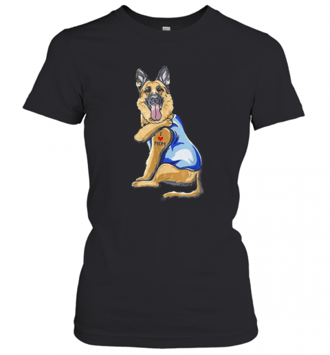 German Shepherd Dog Tattoo I Love Mom T-Shirt Classic Women's T-shirt