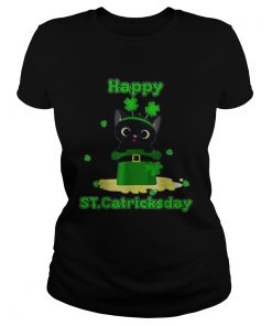 Happy Stcatricks Patricks Day Cat Lover Shamrock  Classic Ladies