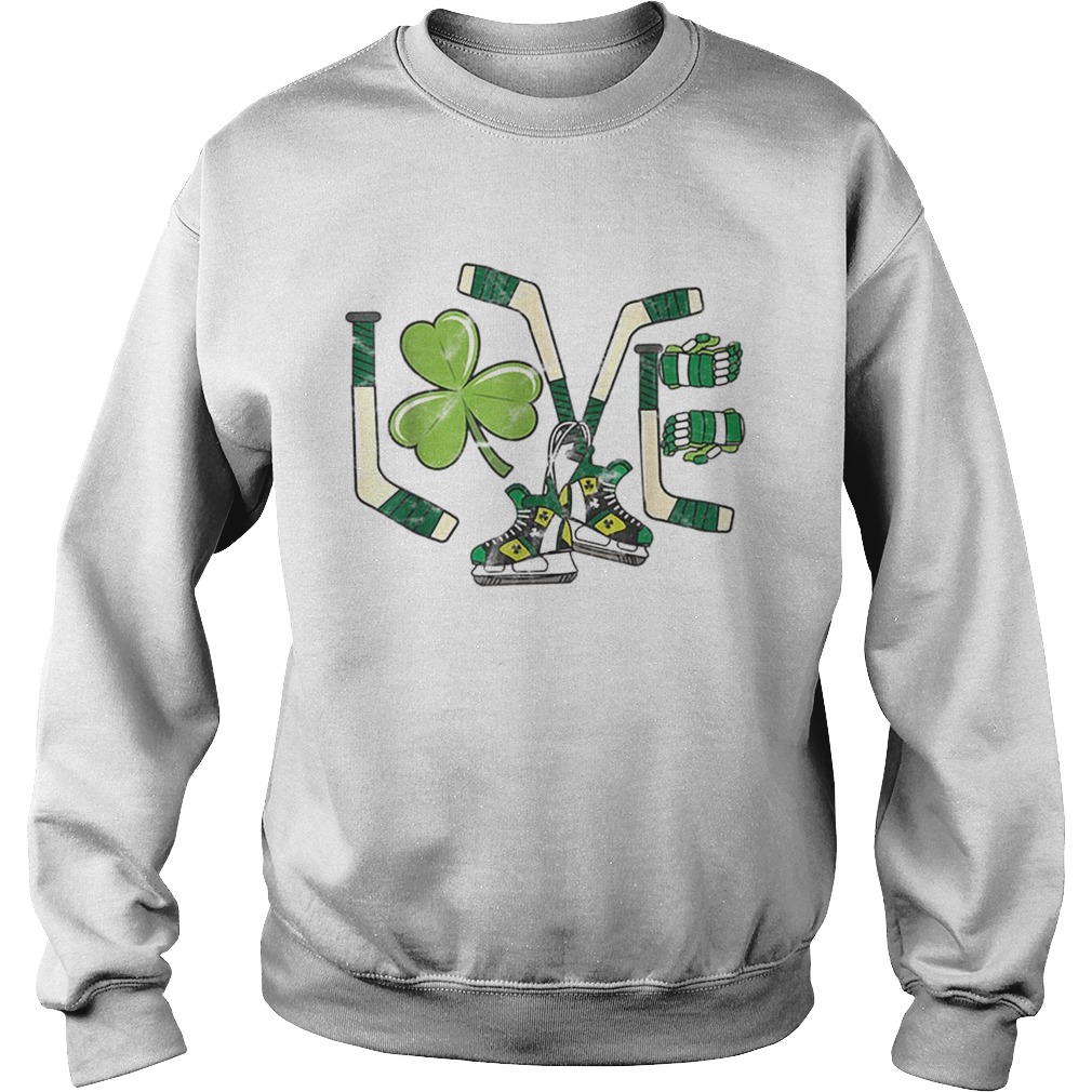 Ice Hockey Love St Patricks Day Cute Gift Goalie Clover Boys Sweatshirt