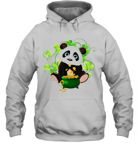 Irish Shamrock Leprechaun Panda St Patricks Day T-Shirt Unisex Hoodie