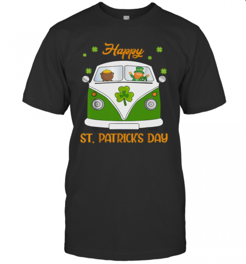 Leprechaun Gold Pot Hippie Car Funny St Patrick'S Day T-Shirt