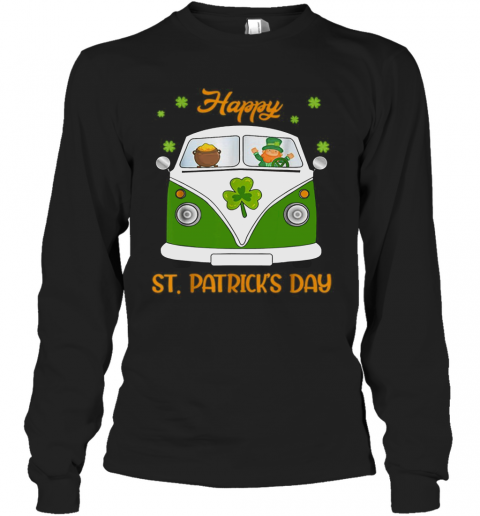 Leprechaun Gold Pot Hippie Car Funny St Patrick'S Day T-Shirt Long Sleeved T-shirt 