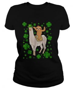 Leprechaun Sloth Riding Llama Unicorn St Patricks Day  Classic Ladies