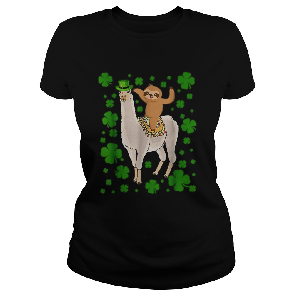 Leprechaun Sloth Riding Llama Unicorn St Patricks Day Classic Ladies