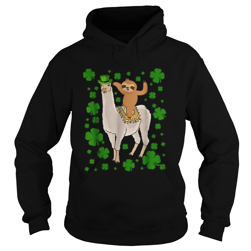 Leprechaun Sloth Riding Llama Unicorn St Patricks Day Hoodie