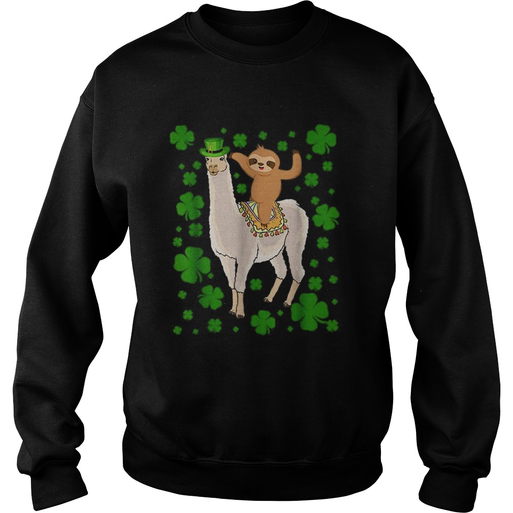 Leprechaun Sloth Riding Llama Unicorn St Patricks Day Sweatshirt