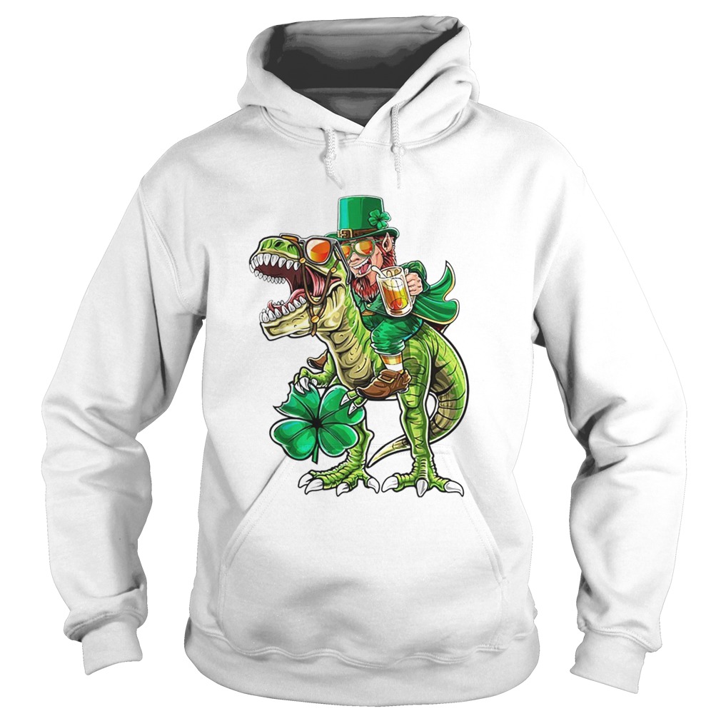 Leprechaun T Rex Dinosaur Beer Drinking St Patricks Day Hoodie