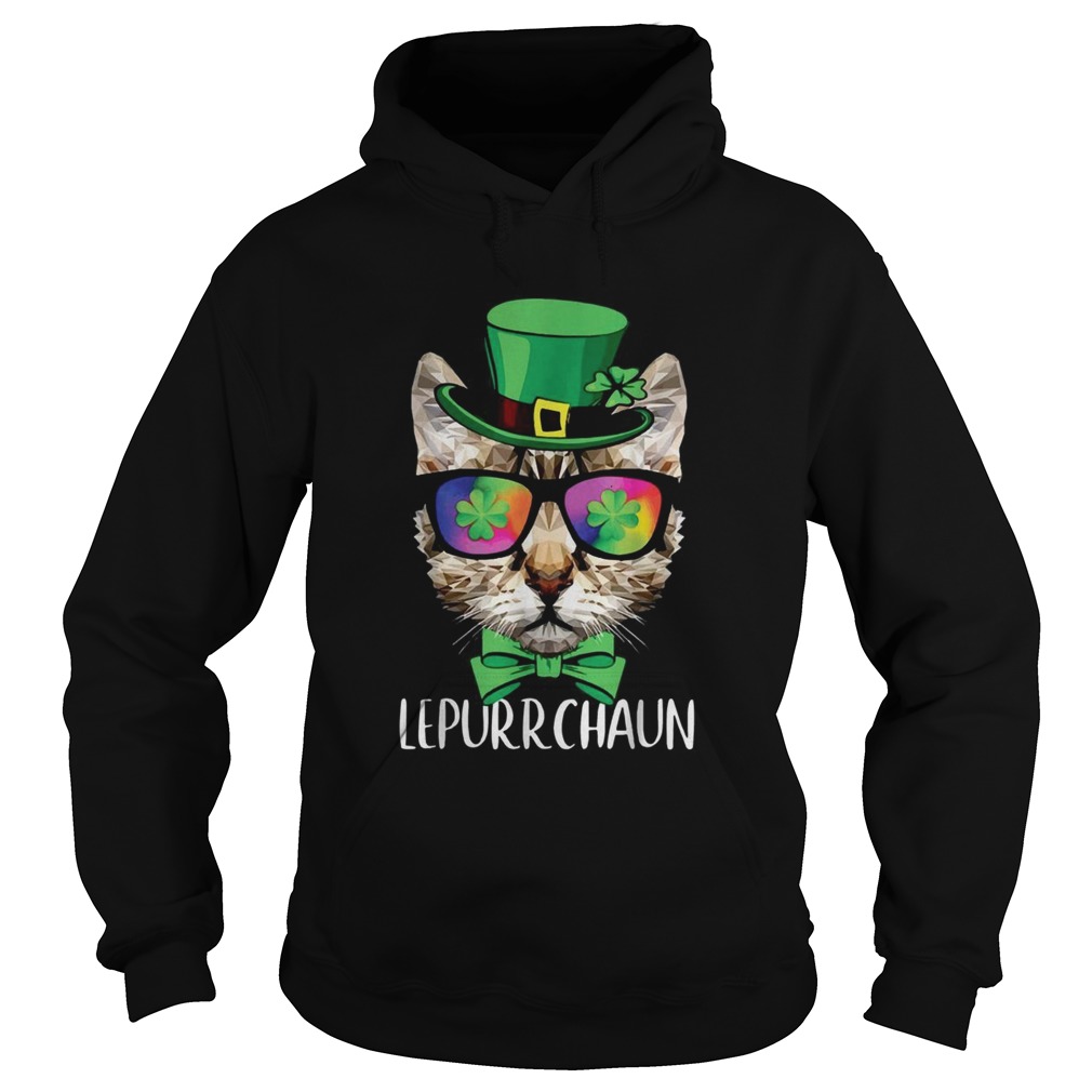 Lepurrchaun Purr Cat Sunglasses Shamrock Hoodie