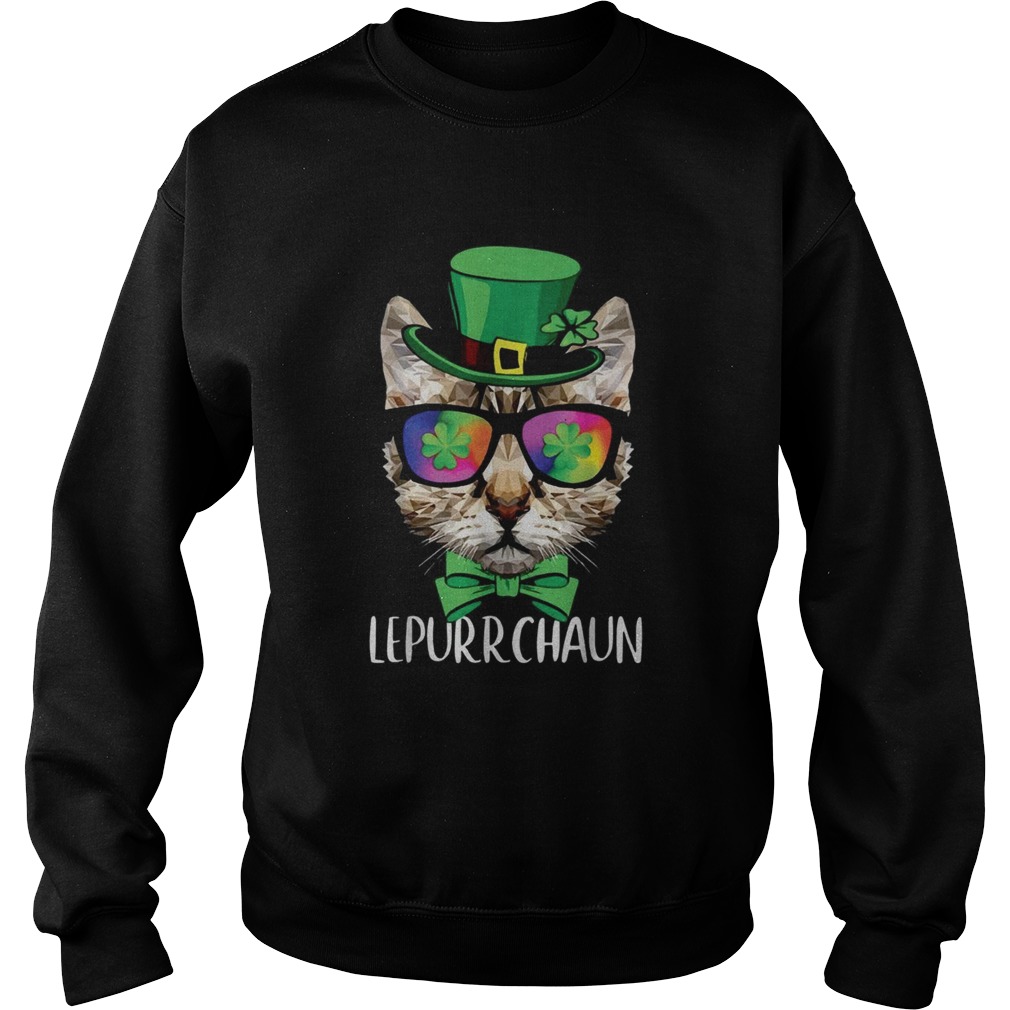 Lepurrchaun Purr Cat Sunglasses Shamrock Sweatshirt