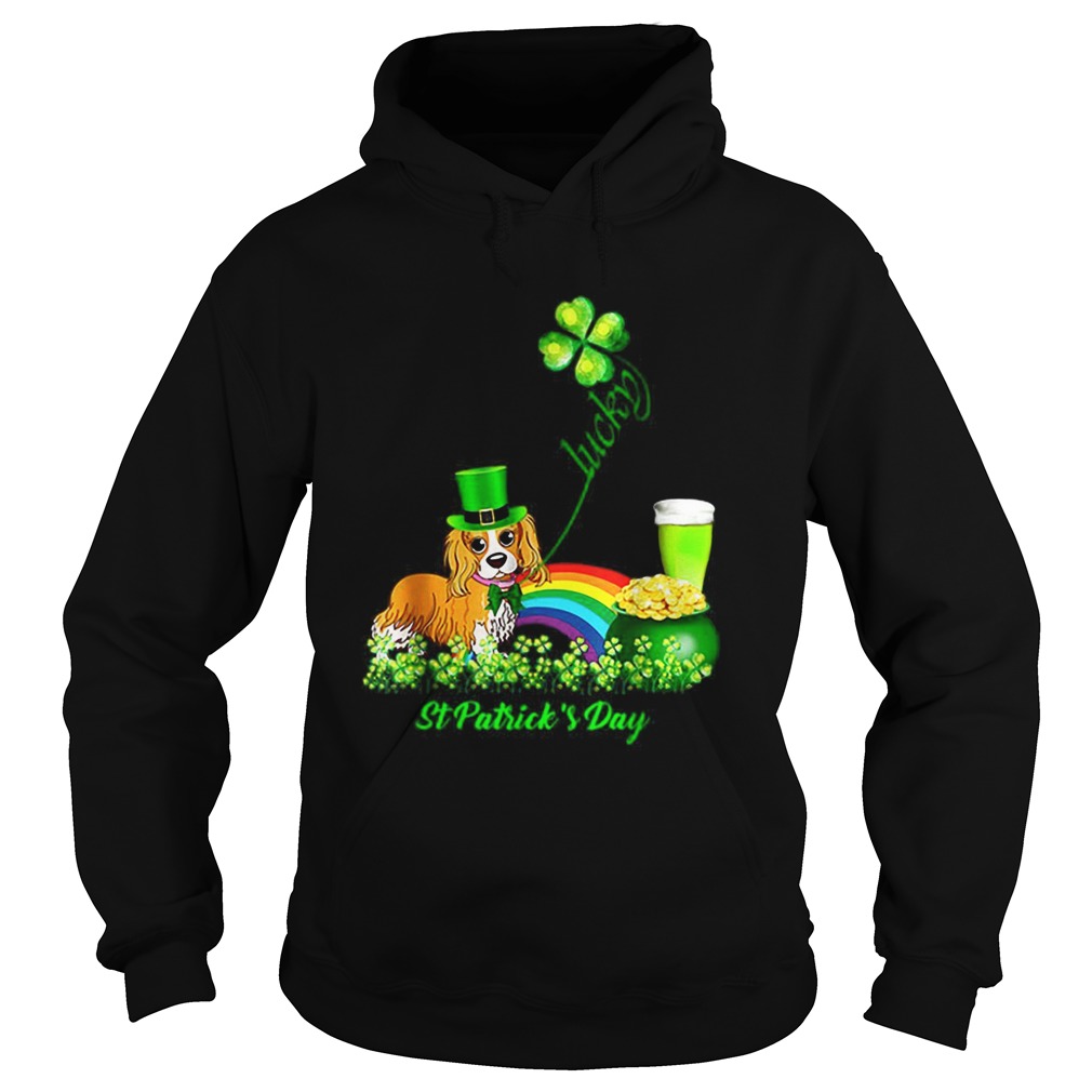 Lucky Cavalier Dog Shamrock St Patricks Day Hoodie