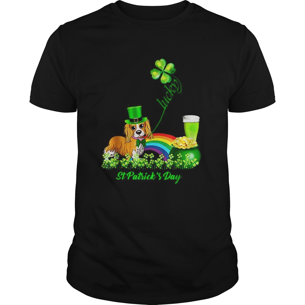 Lucky Cavalier Dog Shamrock St Patricks Day shirt