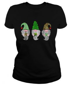 Nice Three Gnomes St Patricks Leopard Plaid Holding Clover  Classic Ladies