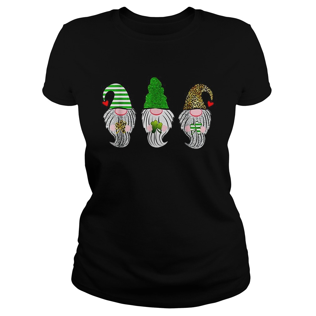 Nice Three Gnomes St Patricks Leopard Plaid Holding Clover Classic Ladies