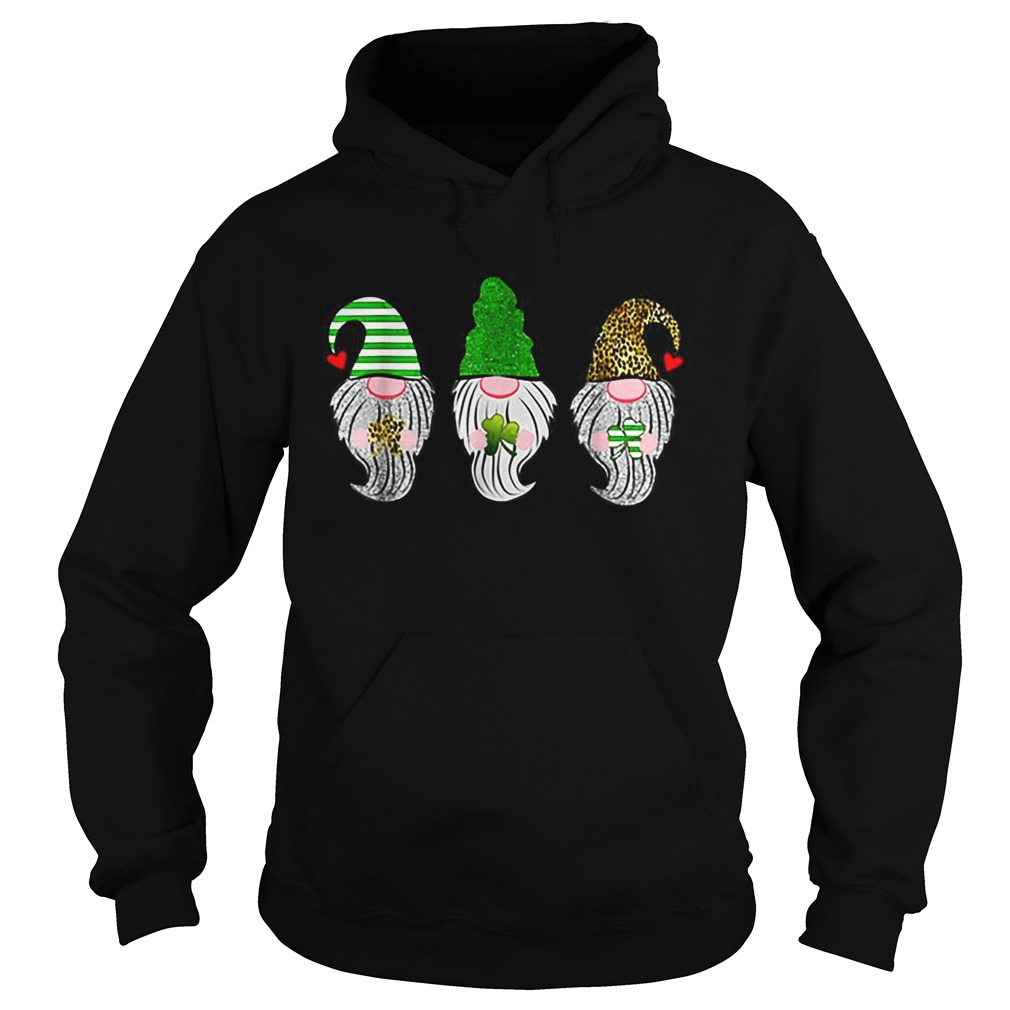 Nice Three Gnomes St Patricks Leopard Plaid Holding Clover Hoodie