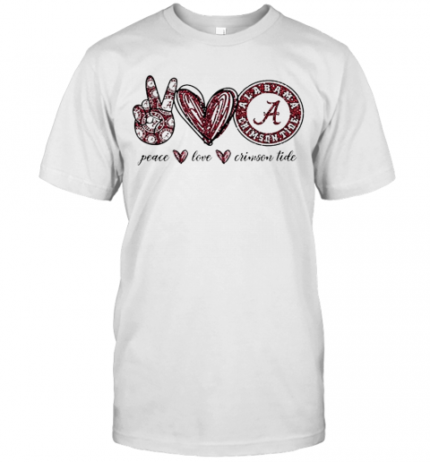 Peace Love Alabama Crimson Tide Logo T-Shirt