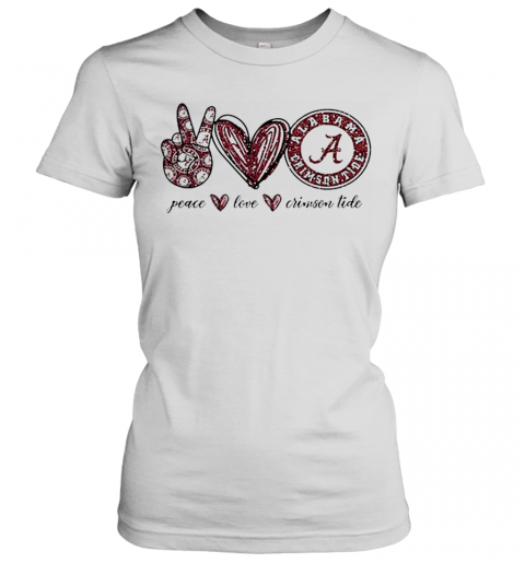 Peace Love Alabama Crimson Tide Logo T-Shirt Classic Women's T-shirt