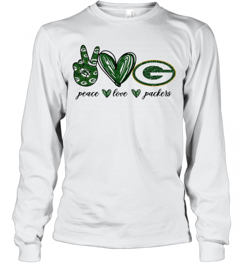 Peace Love Green Bay Packers Logo T-Shirt Long Sleeved T-shirt 