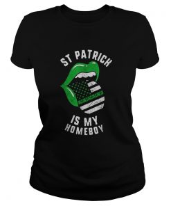 Pretty St Patrick Is My Homeboy Green Lips Usa Flag Shamrock Day  Classic Ladies