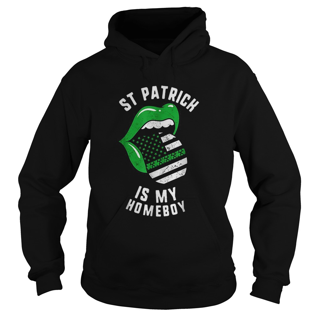 Pretty St Patrick Is My Homeboy Green Lips Usa Flag Shamrock Day Hoodie