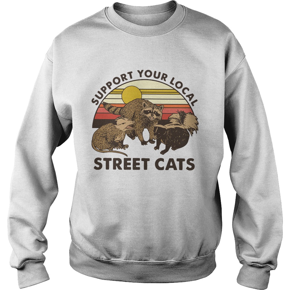 Racoon Support Your Local Street Cats Vintage Sweatshirt