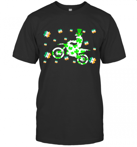 Shamrock Dirt Bike Ireland Flag St Patrick'S Day Biker T-Shirt