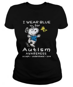 Snoopy And Charlie Brown I Wear Blue For Autism Awareness  Classic Ladies