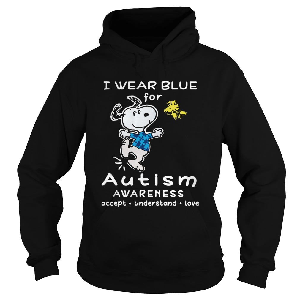 Snoopy And Charlie Brown I Wear Blue For Autism Awareness Hoodie