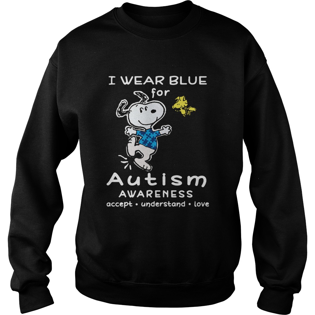 Snoopy And Charlie Brown I Wear Blue For Autism Awareness Sweatshirt