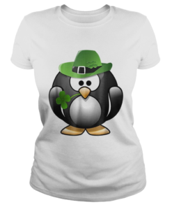 St Patricks Day Penguin Irish Shamrock Clover  Classic Ladies