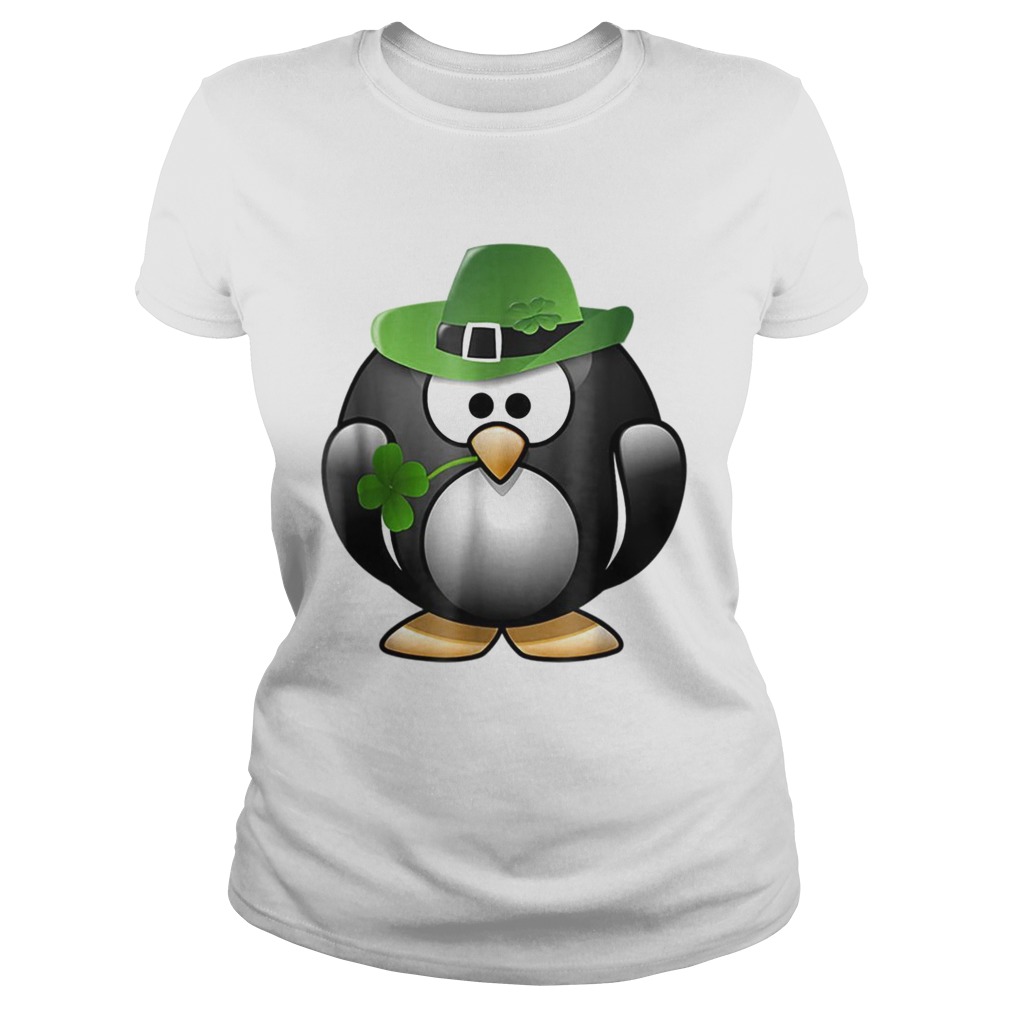 St Patricks Day Penguin Irish Shamrock Clover Classic Ladies