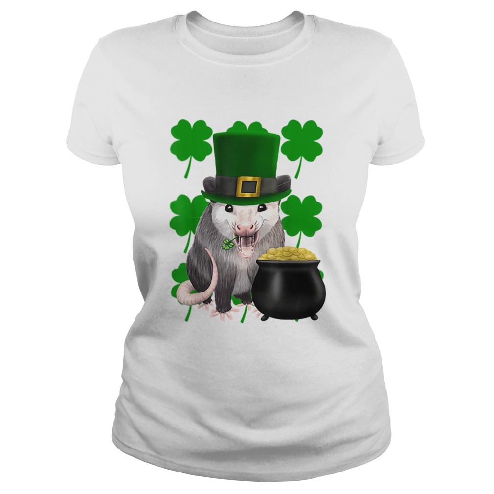 St Patricks Day Possum With Clovers Classic Ladies