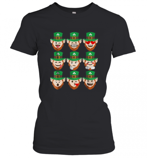 St. Patrick Day Emoji Funny Leprechaun Faces T-Shirt Classic Women's T-shirt