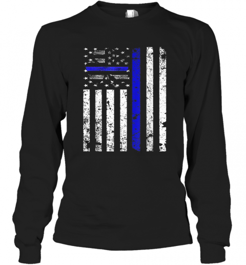 Thin Blue Line Irish Shamrock Police St Patricks Day T-Shirt Long Sleeved T-shirt 