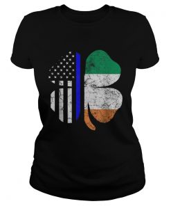 Thin Blue Line St Patricks Day American Irish Flag Police  Classic Ladies