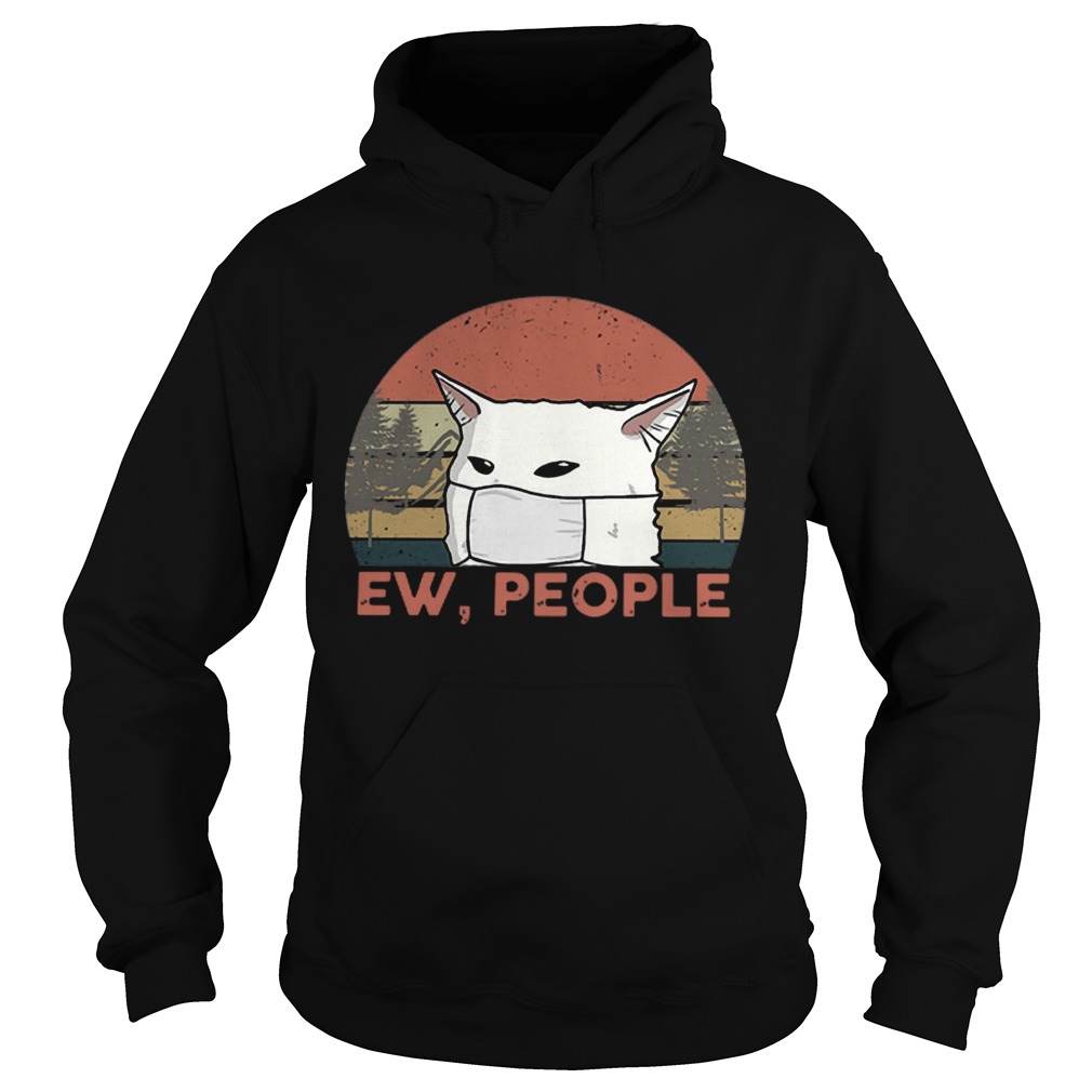 Vintage Ew People Woman Yelling Cat Mask Hoodie