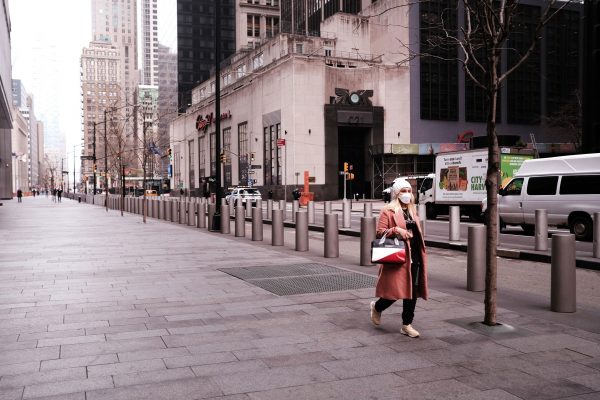 Lower Manhattan streets are all but emptied of shoppers