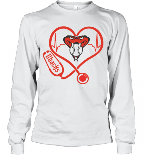 Arizona Diamondbacks Baseball Stethoscope Heartbeat T-Shirt Long Sleeved T-shirt 