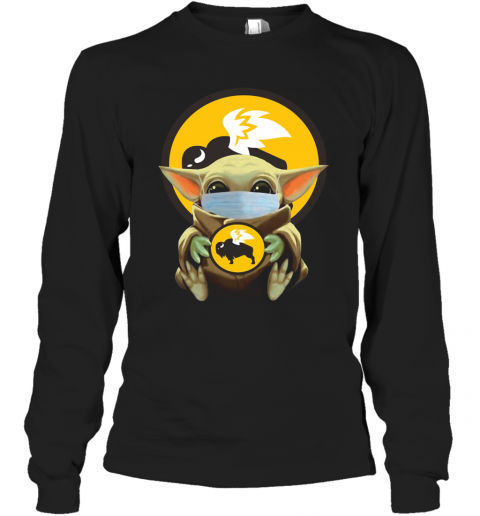 Baby Yoda Face Mask Hug Buffalo Wild Wings T-Shirt Long Sleeved T-shirt 