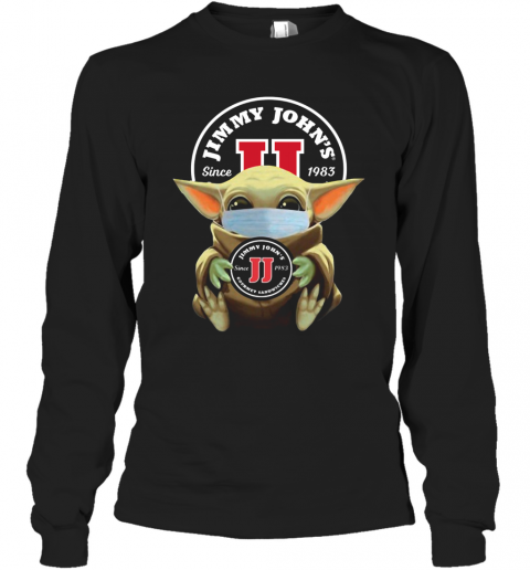 Baby Yoda Face Mask Hug Jimmy John's T-Shirt Long Sleeved T-shirt 