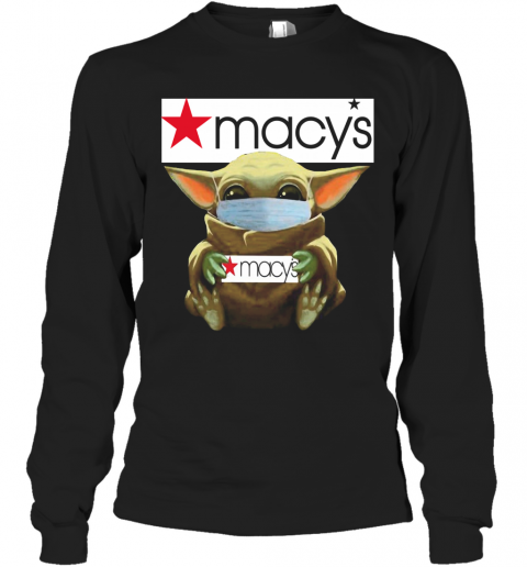 Baby Yoda Face Mask Hug Macy'S T-Shirt Long Sleeved T-shirt 