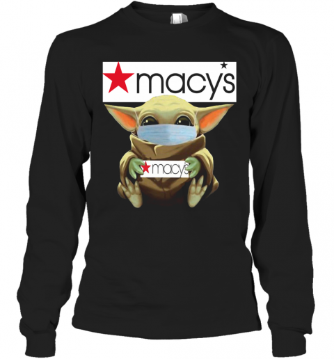 Baby Yoda Face Mask Hug Macy's T-Shirt Long Sleeved T-shirt 