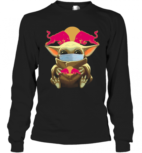 Baby Yoda Face Mask Hug Redbull T-Shirt Long Sleeved T-shirt 