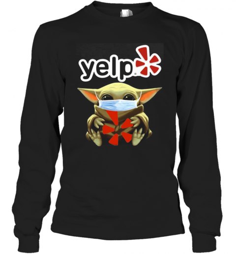 Baby Yoda Face Mask Hug Yelp T-Shirt Long Sleeved T-shirt 