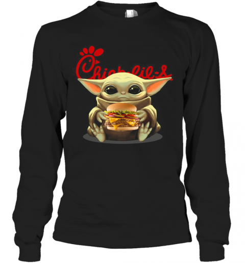 Baby Yoda Hug Hamburguesa Chick Fil A T-Shirt Long Sleeved T-shirt 